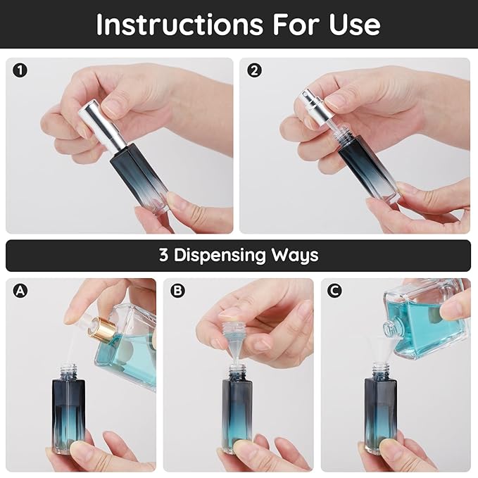 Segbeauty 10pcs Perfume Travel Refillable, 10ML Glass Spray Bottles Perfume Atomizer, Mini Travel Size Dispenser Bottle Set Atomizer Sprayer for Perfume Toiletries Cosmetic Container Spray Bottle