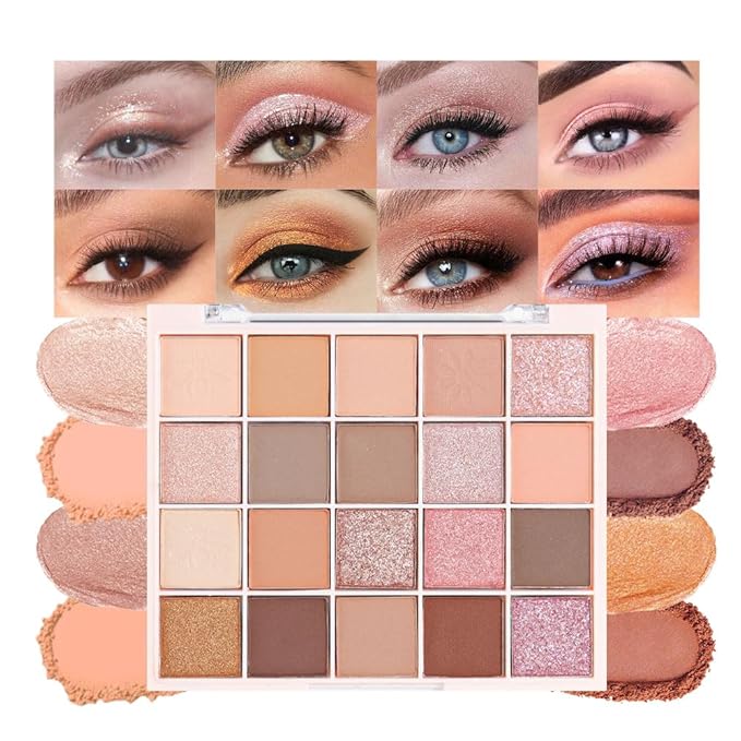20 Colors Nude Pink Gold Brown Basics Eyeshadow Palette,Matte Nude Neutral Naked Eye Shadow Makeup,Highly Pigmented Long Lasting Waterproof Ultra-Blendable,Great for Travel Gift Kit