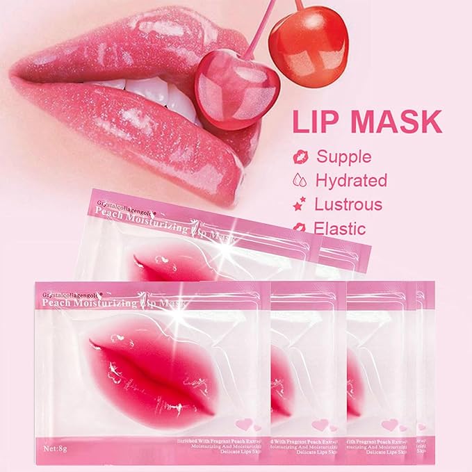 30 Pairs Lip Masks & 24K Gold Gel Eye Masks, Under Eye Collagen Patches and Crystal Gel Lip Masks Collagen Under Eye Mask for Dark Circles Puffiness and Wrinkles