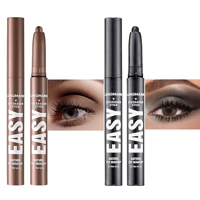 Jolilab Eyeshadow Stick Set, 2 Colors Matte Professional Bright-Colored Contouring and Highlight Eyeshadow Stick, Cream Waterproof Long Lasting High Pigmented Eye Shadow. (2, 06+23 2pcs)