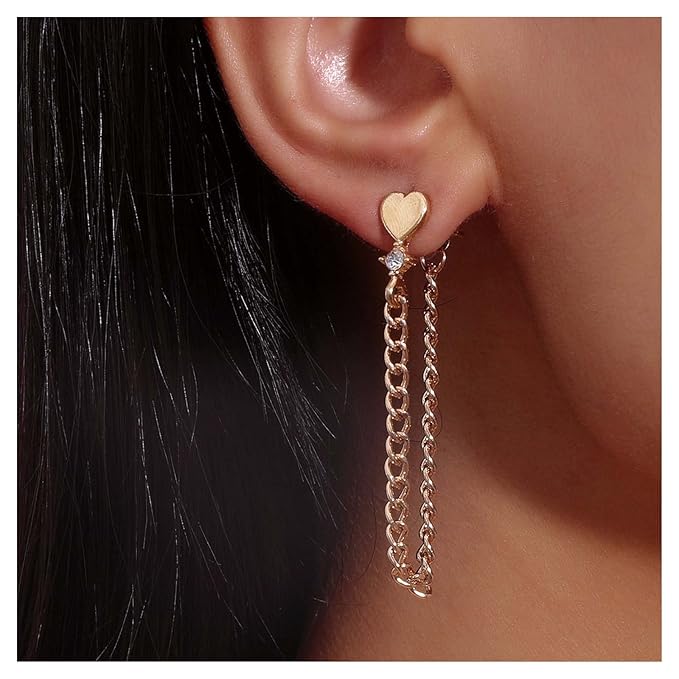 Heart Jacket Earring for Women Gold