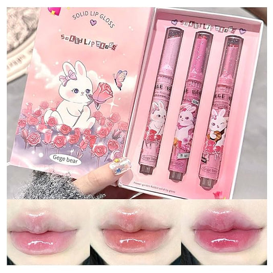 Jelly Lipstick,3 Colors Tinted Lip Stain Heart Mirror Lip Gloss,Hydrating Jelly Lipstick Long Lasting Moisturizing Tinted Lip Glaze,Non-sticky,Vivid Color Glossy Lip Makeup (B, Large)