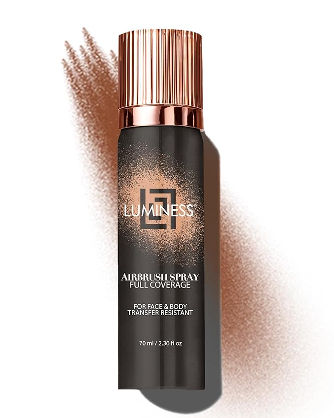 LUMINESS Spray Airbrush Foundation Makeup, Deep Rich Shade 150 - Lightweight, Full Coverage Foundation for Face, Neck, & Body - Concealer for Seamless Blending, Natural-Looking Finish, 2.36 fl oz