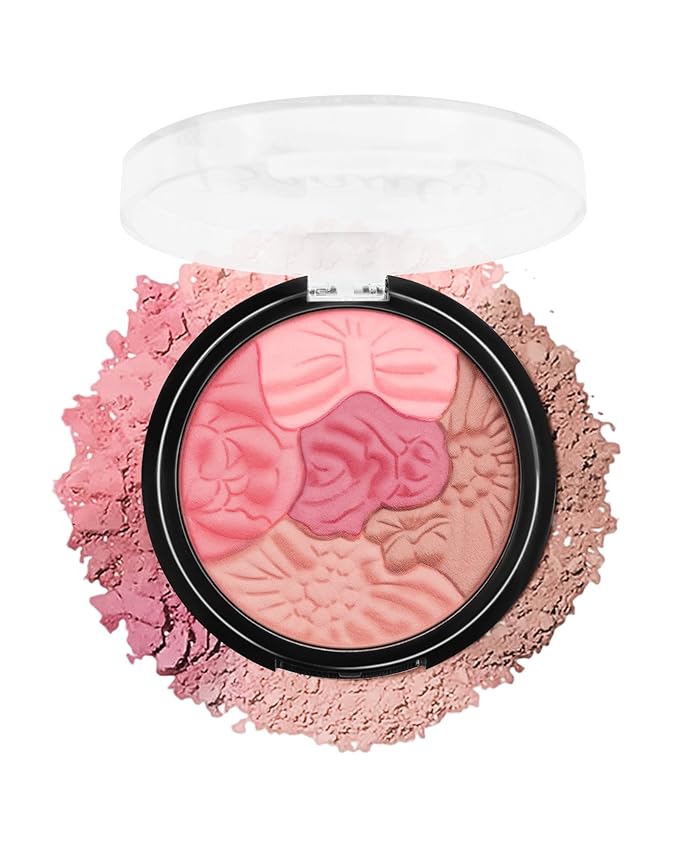 Flower Blush for Cheeks, Matte Shimmer Face Blush Powder, Eyeshadow Contour Multiuse Facial Make up Palette,Long Lasting Waterproof Embossed Blusher,Mother's Day Makeup Gift for Women-03#Rose Red