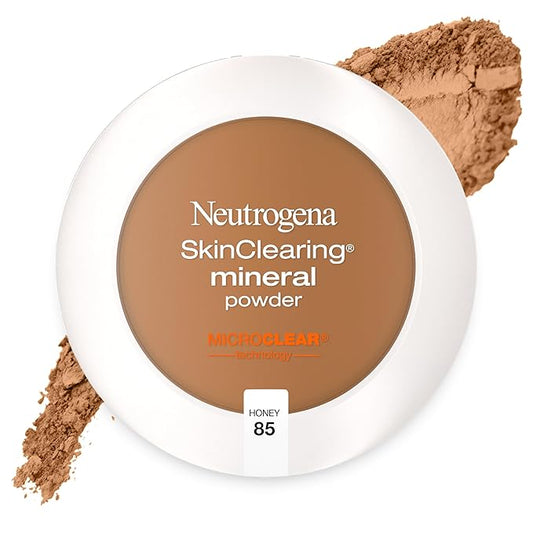 Neutrogena SkinClearing Mineral Acne-Concealing Pressed Powder Compact, Shine-Free & Oil-Absorbing Makeup with Salicylic Acid to Cover, Treat & Prevent Acne Breakouts, Honey 85,.38 oz