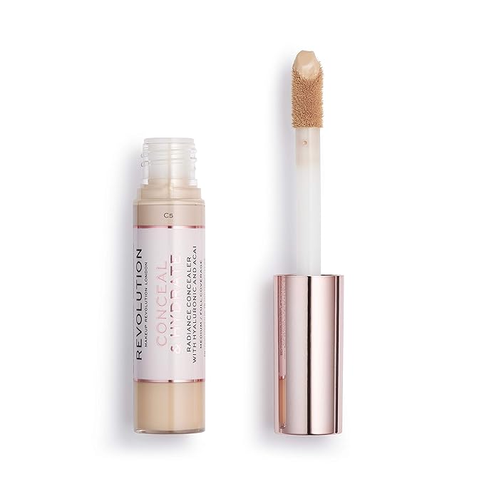 Makeup Revolution Conceal and Hydrate Concealer, Full Coverage & Matte Finish, C5 for Light Skin Tones, Vegan & Cruelty-Free, 0.7 Fl Oz