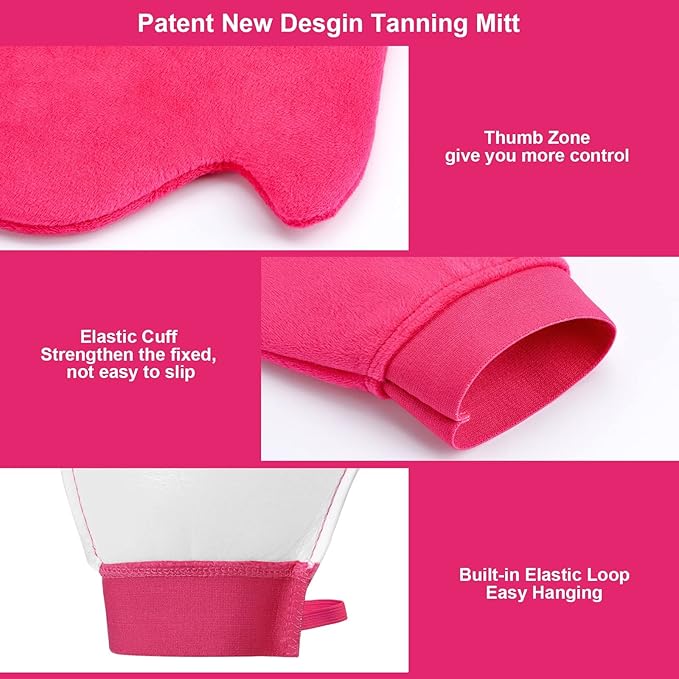 Self Tanning Mitt Applicator - 4 in 1 Self Tanner Mitt Applicator, Back Tanning Mitts Self Tanner Mitt Tanning Glove for Self Tan Mitt Sunless Tanner Mitt Applicator Tan Mit Tanning Brush