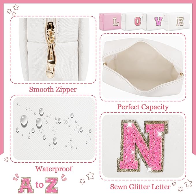 Personalized initial letter makeup bag,