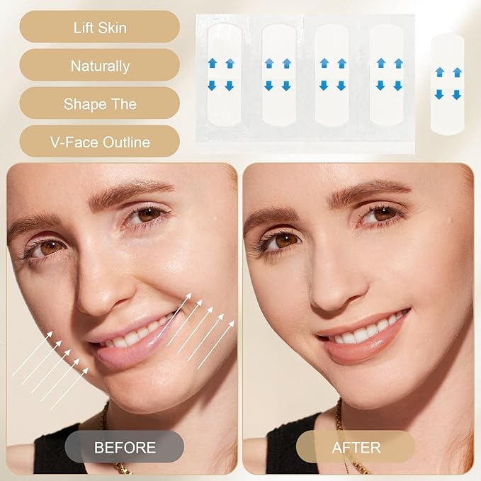 braxan 60 Pcs Neck Tape Lifting Invisible Set: Neck & Face Lift Tape Invisible - for Double Chin Jowls Eyes Sagging Skin, Special Events & Makeup-Friendly Use, Visible Results In Seconds