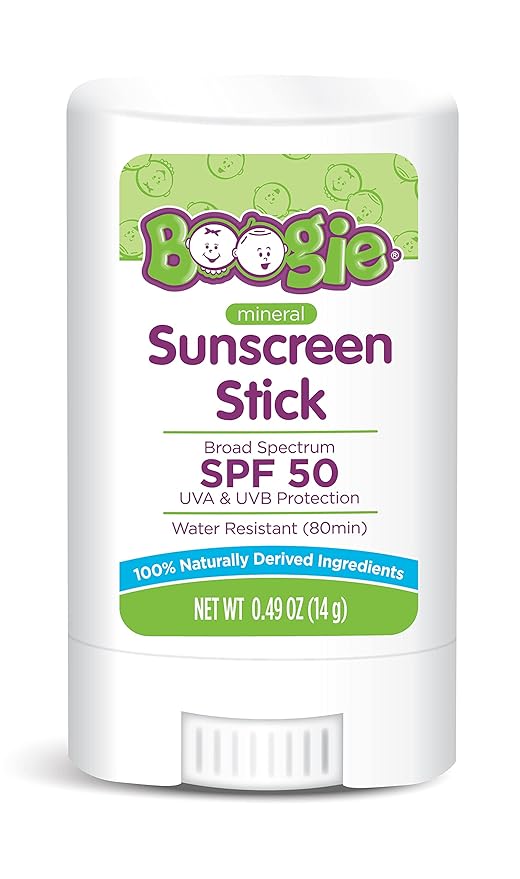 Baby Sunscreen Stick by Boogie, Mineral Sunscreen SPF 50, Travel Size Sunblock for Kids, FSA/HSA Eligible, Zinc Oxide, Water Resistant, Vegan, Fragrance Free, Pack of 1