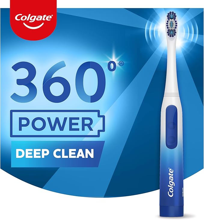 Colgate 360 Floss Tip Sonic Powered Battery Toothbrush, 2 Pack