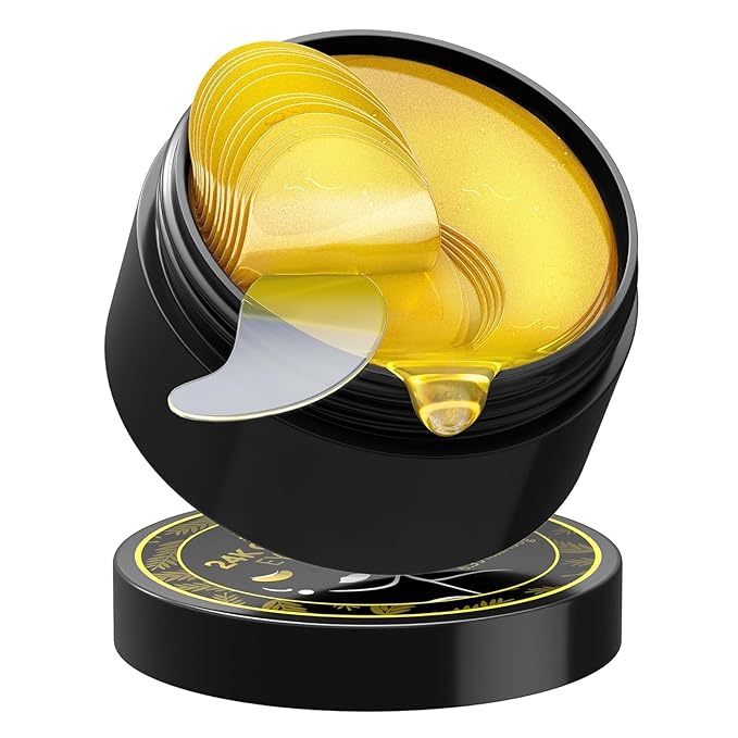 24k Gold Under Eye Patches - 60 Pcs Eye Mask Pure Gold Anti-Aging Collagen Hyaluronic Acid Under Eye Mask for Dark Circles, Puffiness & Wrinkles Refresh Your Skin