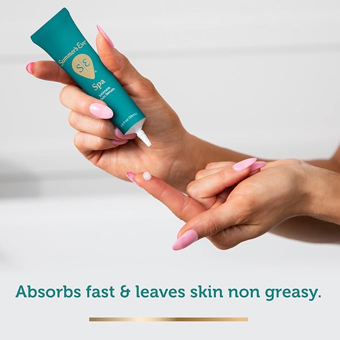 Summer's Eve Spa Daily Intimate Beauty, Luxurious Skin Serum, Post Shave Fragrance Free Women’s Hydrating Serum, 1oz Tube