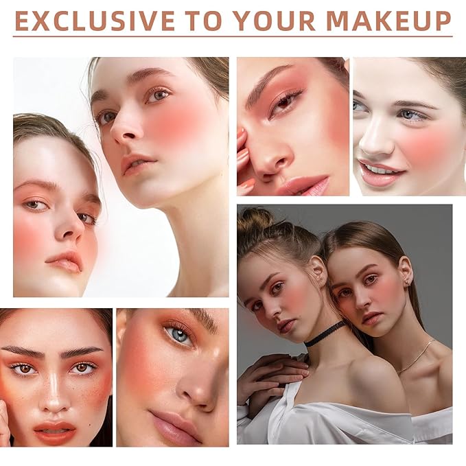 Cream Blush Stick for Cheeks, Multi-Use Makeup Blush Brush-Orange Coral