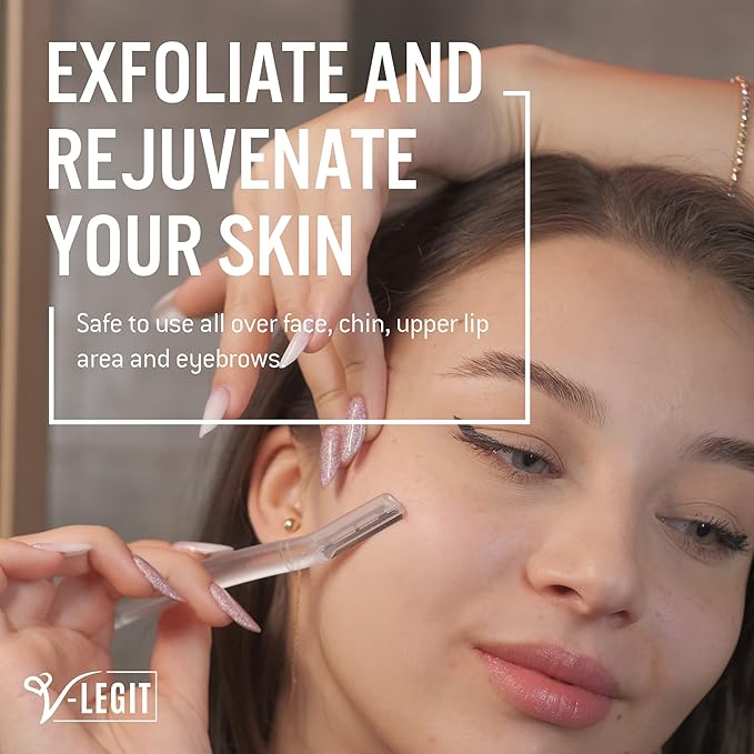 Dermaplaning Tools - Exfoliating Facial Razor Dermaplane for Women & Men Shaver to Exfoliate Refresh the Skin Peach Fuzz Eyebrow Hair Removal Blade 4 count Bonus Defining Shaper