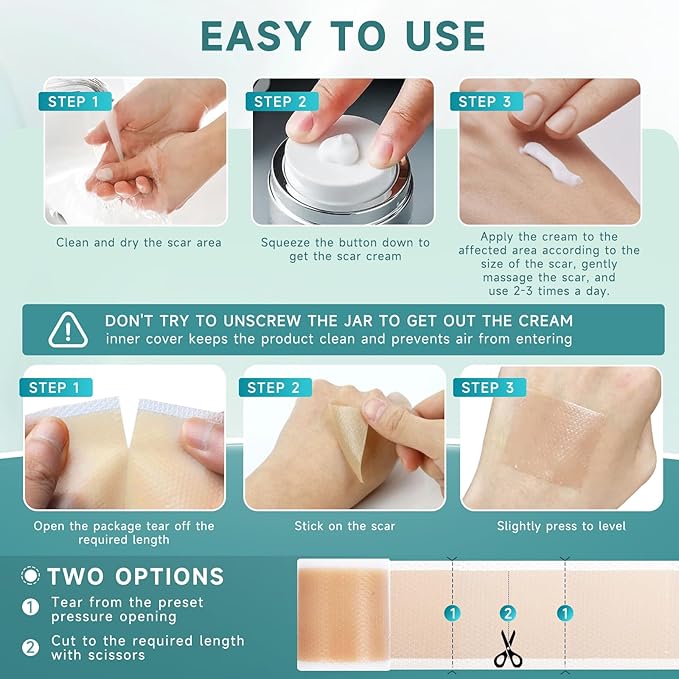 Scar Suite Bundle, Advanced Silicone Scar Cream and Scar Sheets, Advanced Scar Treatment for Surgery, Burns, and Injuries, Professional Grade Results