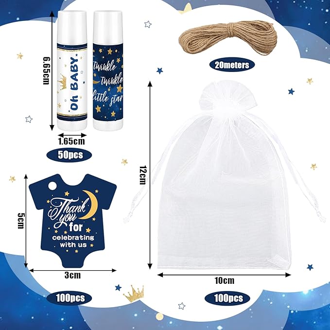 Demissle 50 Pcs Baby Shower Lip Souvenirs(Night)