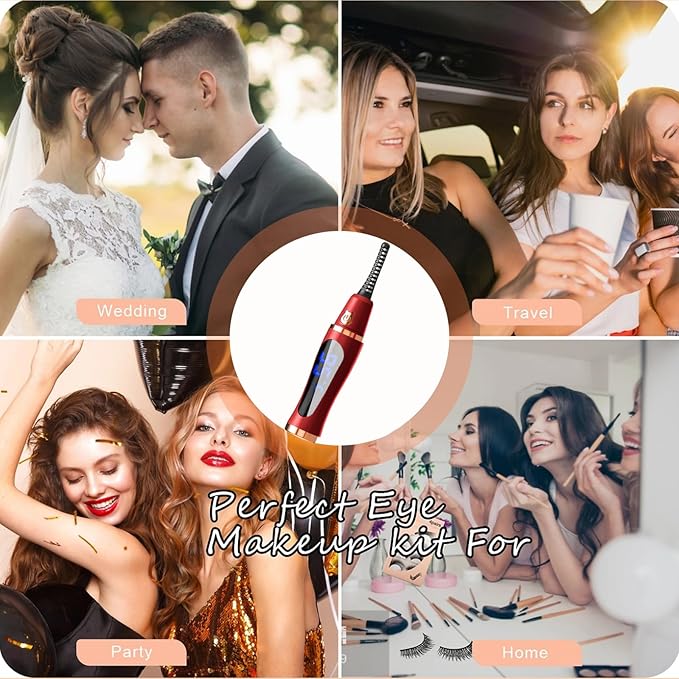 2025 Upgraded Heated Eyelash Curler – Fast 5s Heat-Up, USB Rechargeable Electric Eyelash Curler, 3 Temperature Modes, LED Display, Anti-Burn, 24H Long-Lasting Curl, Perfect Gift for Women (Red)