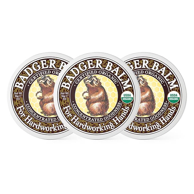 Badger - Hardworking Hands Healing Balm, Aloe Vera & Wintergreen, Working Hand Balm, for Dry Hands, Hand Moisturizer, Certified Organic, 2 oz (3 Pack)