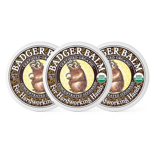 Badger - Hardworking Hands Healing Balm, Aloe Vera & Wintergreen, Working Hand Balm, for Dry Hands, Hand Moisturizer, Certified Organic, 2 oz (3 Pack)