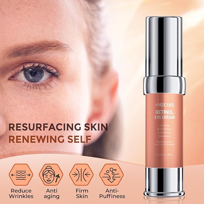 Retinol Eye Cream for Dark Circles and Puffiness, Anti Aging Under Eye Cream with Hyaluronic Acid, Retinol & Collagen to Fight Fine Lines, Wrinkles & Dark Spots