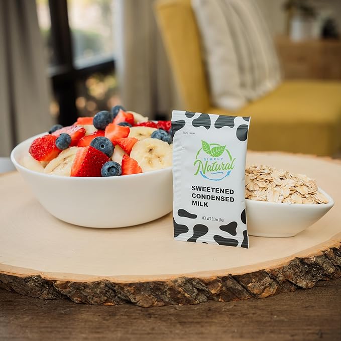 Simply Natural Sweetened Condensed Milk Creamer Single-Serve 9 grams sachet, All Natural Coffee/Tea Creamer (70 sachets bag, Milk Flavor)