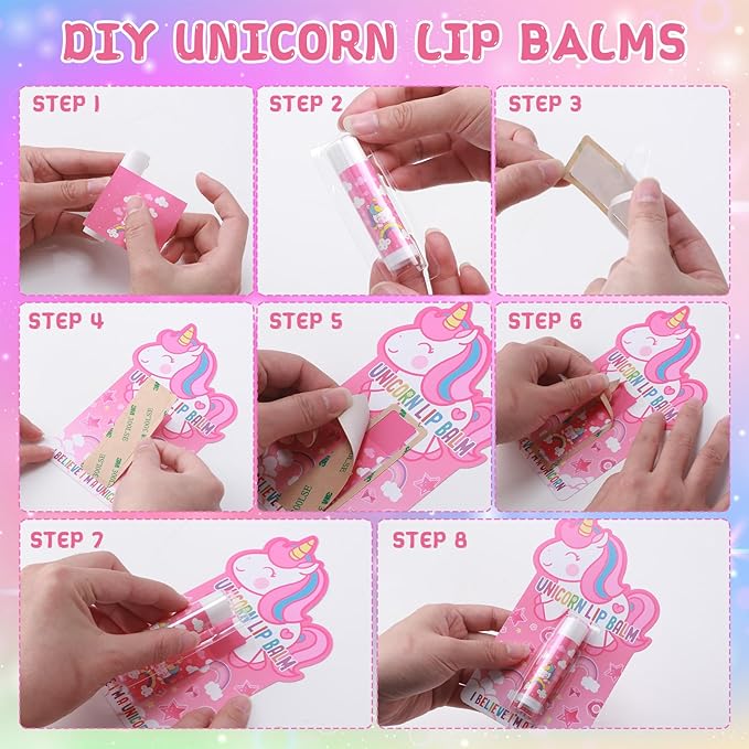 24 Sets Unicorn Party Favors Lip Balms Bulk for Kids Birthday Party Moisturizing Lip Balm for Unicorn Themed Celebration Gifts Lip Care Products for Classroom Rewards Favor Party Supplies