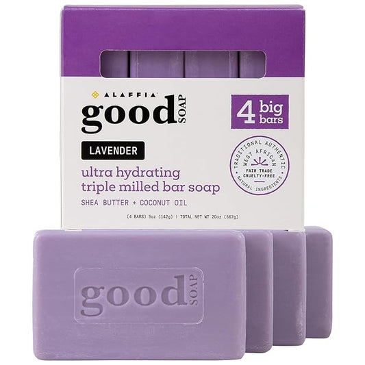 Alaffia Lavender Good Soap Value Pack 4 Count, 20 OZ