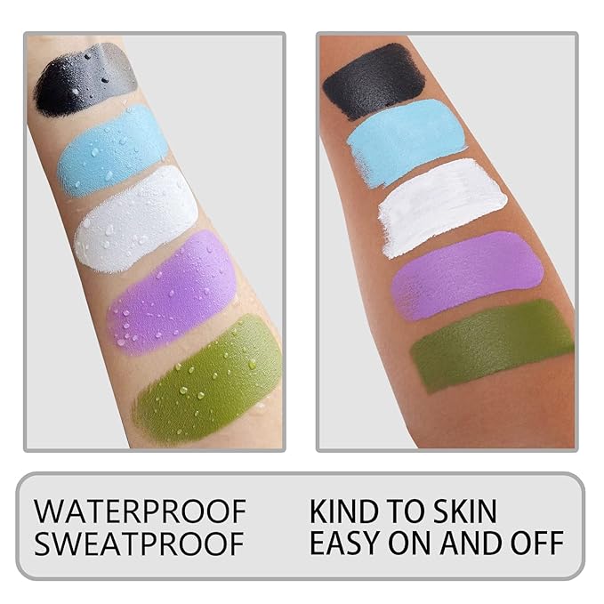 MEICOLY Black White Face Body Paint Stick Kit,1.06Oz Clown White Makeup Kit,2pcs Halloween Face Paint Grease Cream Mime Sticks,Joker Zombie Vampire Skeleton Cosplay with 2pcs Sponges