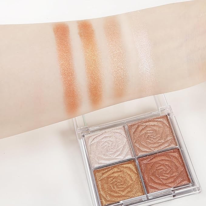 Boobeen Blush and Highlighter Palette- 4-color Metallic Shimmer