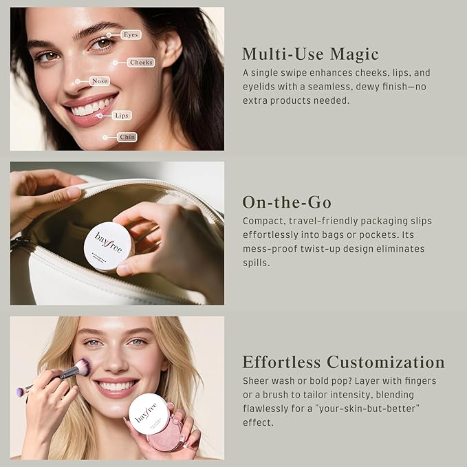 Multi Glow Balm, Cream Blush for Cheeks, Blush Balm Face Makeup, Radiant Finish, Hydrating, Creamy, Lightweight & Blendable Color, Face Makeup, 0.63 Oz