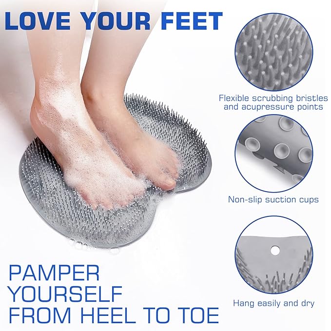 Shower foot scrubber mat back
