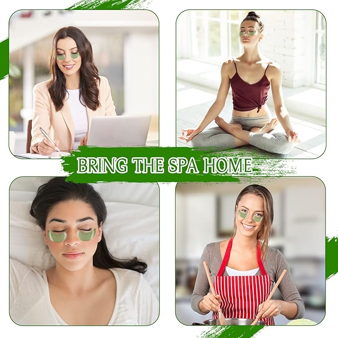 Under Eye Patches for Dark Circles and Puffiness, 60 Pcs Green Tea Collagen Eye Mask, Hydrating Eye Patches for Puffy Eyes Wrinkle Treatment, Eye Gel Pads Self Eye Skin Care Gifts for Women