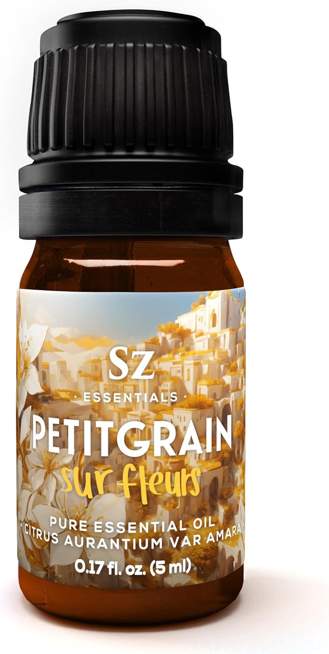 Petitgrain Sur Fleurs Essential Oil - 100% Pure and Undiluted - Extracted from Neroli-Bitter Orange Tree - Citrusy & Woody Scent with Fresh Neroli Floral Overtones - Therapeutic Grade