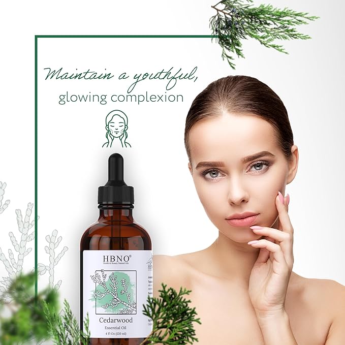 HBNO Cedarwood Essential Oil - Huge 4 oz (120ml) Value Size - Natural Cedarwood Oil - Perfect for Cleaning, Aromatherapy, DIY, Soap & Diffuser