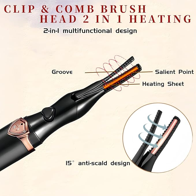 Heated Eyelash Curler - 2 in 1 Clip-Type Eyelash Curlers - Electric Eyelash Curler Rechargeable for 24H Long Lasting, 3 Heating Modes, 8S Fast Heating, Makeup Tool Gifts for Women Girls, Black-EA
