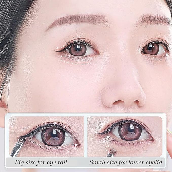 Mini Smudge Brush for Eyeliner,2 PCS Small Smudge Brush for Precision Eyeshadow and Eyeliner,Eyeliner Brush for Powder Gel Cream Liquid Concealer,Eye Makeup Brush Set