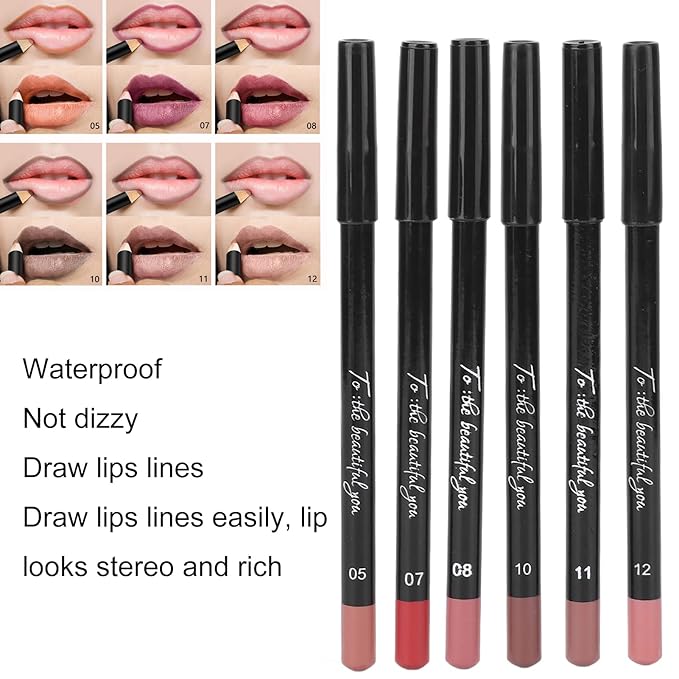 6pcs Lip Liner, Professional Waterproof Matte Long Lasting Long