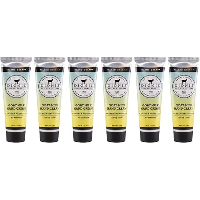 Dionis - Goat Milk Skincare Scented Hand Cream (1 oz) Set of 6, Moisturizing Lotion for Dry Skin, Good for Sensitive Skin, Cruelty-free and Paraben-free (Island Colada)