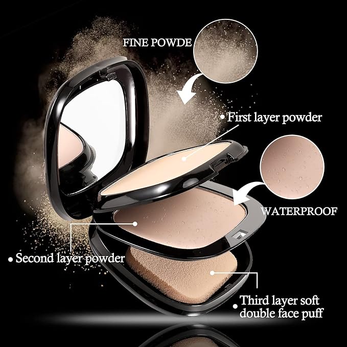 Boobeen Pressed Powder, Light Shade, Long-Lasting Matte Finish, 2 L