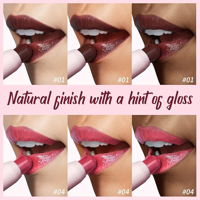 2PCS Tinted Lip Balm Chapstick with Color, Natural Semi - Gloss Finish, Hydrating/Coloring 2 in 1 Moisturizer Lip Stick for Girls & Women #01＋#04