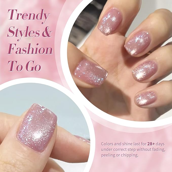 Born Pretty Cat Magnetic Eye Gel Nail Polish Jelly Pink Moonlight Crystal Glass Cat Magnetic Shimmer Glitter Holographic Nail Polish Salon Gel Manicure and Nail Art DIY at Home 7ML 6PCS