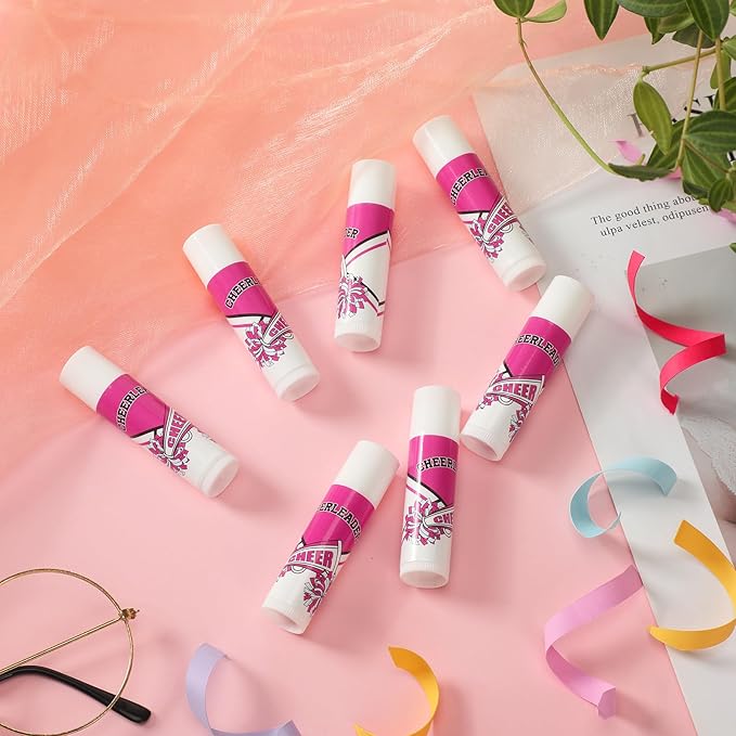 50 Pcs Cheer Gifts Bulk Cheerleading Lip Balm Gifts Moisturizing for Cheerleader Gifts Women