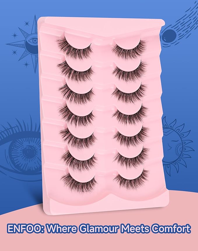 Natural Lashes Natural Look Wispy Eyelashes Flared Strip Eyelash False Eye Lash Soft Eyelashes Pack 7 Pairs 13MM D75