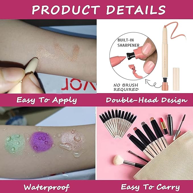 Enthusiasm Matte Eyeshadow Stick, Cream Eyeshadow Pencil, Long Lasting Waterproof Eye Shadow, High Pigment Hypoallergenic Highlighter Stick - Create Multi-Dimensional Eyes Look