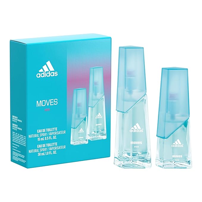 adidas Moves for Her 2 Piece Gift Set, Notes of Grapefruit, Green Apple, and Peppermint, Women's Fragrance, Long Lasting, Sporty Fragrance, Travel Size