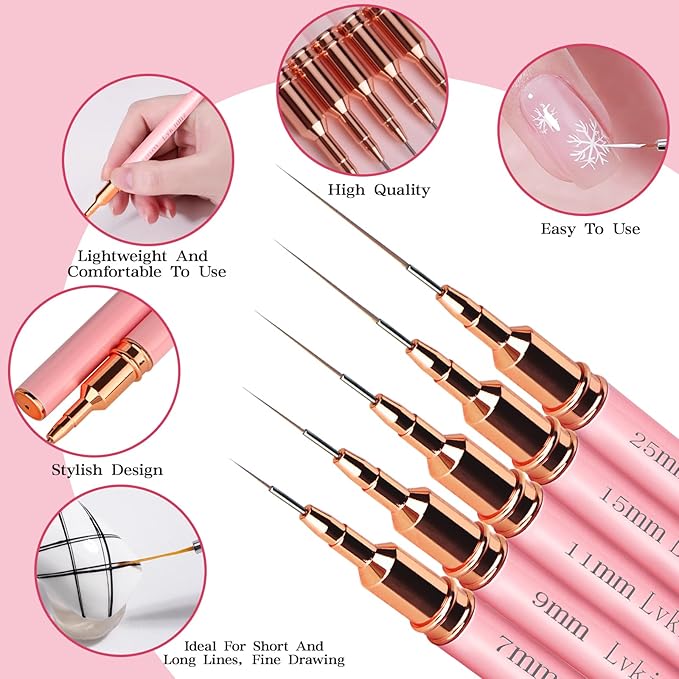 5Pcs Nail Art Liner Brushes,Liner