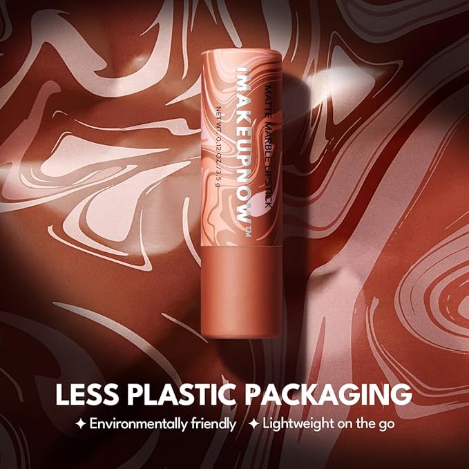 2PCS Marbled Matte Lip Stick Makeup - Velvety Finish | Naked-lip Feel, Full Coverage, D002+D004