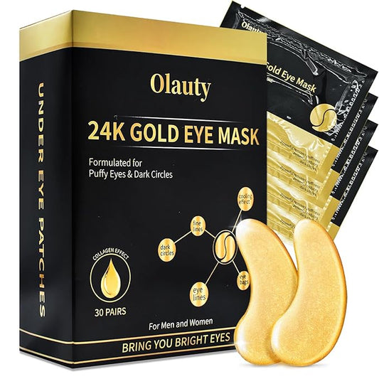 Under Eye Patches for Puffy Eyes (30 Pairs),Golden Under Eye Mask for Dark Circles and Puffiness,Gel Crystal Collagen Skin Care Products Eye Patches Effectively Moisturizing Nourishes,Travel Eye Mask