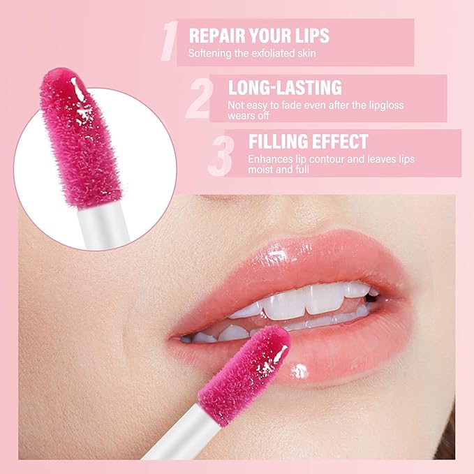 Color Changing Lip Oil Set, Hydrating Lip Glow Oil, High Shiny Plumping Lip Oil, Non-Sticky Lip Gloss, Nude Fruity Glow Oil